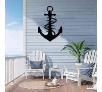 Metal Black Anchor Wall Art, Metal Nautical Wall Art Decor, Anchor Artwork Decoration Modern Sculpture for Living Room,Bedroom Hallway Home Decor(Black 30" L x 20" W)