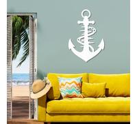 Metal Black Anchor Wall Art, Metal Nautical Wall Art Decor, Anchor Artwork Decoration Modern Sculpture for Living Room,Bedroom Hallway Home Decor(White 35L x 24W)
