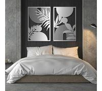Metal Black Boho Set Wall Art, Metal Mid-Century Modern Geometrical Abstract Wall Art Decor, Artwork Decoration Modern Sculpture for Living Room,Bedroom Hallway and Stairs Home Decor (Silver