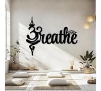 Metal Black Breathe Just Breathe Wall Art, Metal Yoga Wall Art Decor, Artwork Decoration Modern Sculpture for Living Room,Bedroom Hallway and Stairs Decor (Black 39"x30" / 100x77cm)
