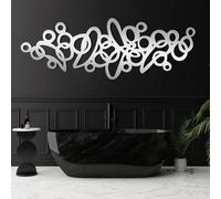 Metal Black Bubble Geometric Wall Art, Metal Circular Large Luxury Wall Art Decor, Bubble Artwork Decoration Modern Sculpture for Living Room,Bedroom Hallway Home Decor(Silver 24L" x 8W)