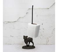 Metal Black Cat Toilet Roll Holder Bathroom Storage 32cm Marco Paul Black One Size