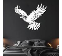 Metal Black Eagle Wall Art, Metal Animal Wall Art Decor, Eagle Artwork Decoration Modern Sculpture for Living Room,Bedroom Hallway and Stairs Home Decor (White 31×26in/80×66cm)