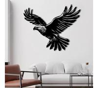 Metal Black Eagle Wall Art, Metal Animal Wall Art Decor, Eagle Artwork Decoration Modern Sculpture for Living Room,Bedroom Hallway and Stairs Home Decor (Black 47" L x 39" W)