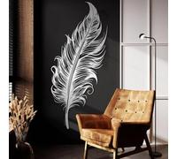 Metal Black Feather Wall Art, Metal Large Boho Rustic Bird Wall Art Decor, Feather Artwork Decoration Modern Sculpture for Living Room,Bedroom Hallway and Stairs Home Decor (Silver 41L x 16