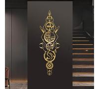 Metal Black Four Elements Wall Art, Metal Fire Water Earth Air Wall Art Decor, Elements Artwork Decoration Modern Sculpture for Living Room,Bedroom Hallway Home Decor(Gold 35L x 11W)