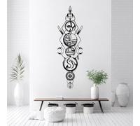 Metal Black Four Elements Wall Art, Metal Fire Water Earth Air Wall Art Decor, Elements Artwork Decoration Modern Sculpture for Living Room,Bedroom Hallway Home Decor(Black 24L x 7W)