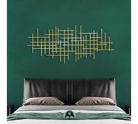 Metal Black Geometric Line Wall Art, Metal Modern Minimalist Abstract Wall Art Decor, Geometric Line Artwork Decoration Modern Sculpture for Living Room,Hallway and Stairs Home Decor (Gold 5