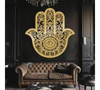 Metal Black Hamsa Hand Wall Art, Metal Evil Eye Large Fatima Wall Art Decor, Hamsa Hand Artwork Decoration Modern Sculpture for Living Room,Bedroom Hallway and Stairs Decor (Gold 19L x 19W