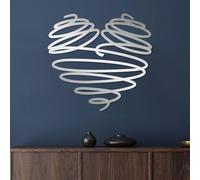 Metal Black Heart Wall Art, Metal Line Abstract Romantic Wall Art Decor, Heart Artwork Decoration Modern Sculpture for Living Room,Bedroom Hallway Home Decor(Silver 35L x 33W)