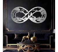 Metal Black Infinity Mountain Wall Art, Metal Nature Scenic Wall Art Decor, Dining Office Artwork Decoration for Living Room, Bedroom Hallway and Stairs Nature Home Decor (Black 59"