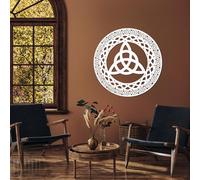 Metal Black Irish Trinity Knot Wall Art, Metal Sacred Geometry Wall Art Decor, Knot Artwork Decoration Modern Sculpture for Living Room,Bedroom Hallway and Stairs Home Decor (White 24" L x 24