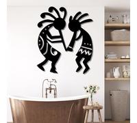 Metal Black Kokopelli Wall Art, Metal Southwestern Native American Art Wall Decor, Kokopelli Artwork Decoration Modern Sculpture for Living Room,Bedroom Hallway and Stairs Nature Home Deco
