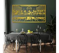 Metal Black Last Supper Jesus Wall Art, Metal Religious Christian Wall Art Decor, Dining Housewarming Artwork Decoration for Living Room, Bedroom Hallway and Stairs Nature Home Decor (Go
