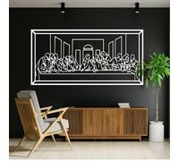 Metal Black Last Supper Wall Art, Metal Jesus Christian Line Wall Art Decor, Last Supper Artwork Decoration Modern Sculpture for Living Room,Hallway and Stairs Home Decor (White 59" L x 29" W)