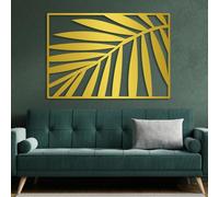 Metal Black Leaf Palm Wall Art, Metal Plant Tropical Boho Wall Art Decor, Leaf Artwork Decoration Modern Sculpture for Living Room,Bedroom Hallway Home Decor(Gold 35L x 25W)