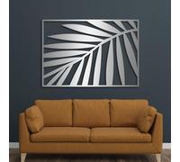Metal Black Leaf Palm Wall Art, Metal Plant Tropical Boho Wall Art Decor, Leaf Artwork Decoration Modern Sculpture for Living Room,Bedroom Hallway Home Decor(Silver 41L x 29W)