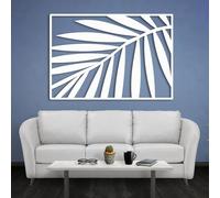 Metal Black Leaf Palm Wall Art, Metal Plant Tropical Boho Wall Art Decor, Leaf Artwork Decoration Modern Sculpture for Living Room,Bedroom Hallway Home Decor(White 48L x 33W)