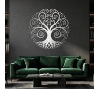 Metal Black Life Tree Wall Art, Metal Nature Forest Wall Art Decor, Entryway Indoor Artwork Decoration for Living Room, Bedroom Hallway and Stairs Nature Home Decor (Black 47"x47" /