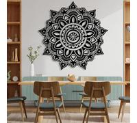 Metal Black Mandala Wall Art, Metal Spiritual Boho Outdoor Art Wall Decor, Mandala Artwork Decoration Modern Sculpture for Living Room,Bedroom Hallway and Stairs Decor (Black 35" x 35" / 90
