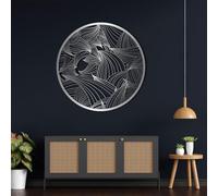 Metal Black Minimalist Line Wave Wall Art, Metal Geometric Boho Wall Art Decor, Wave Artwork Decoration Modern Sculpture for Living Room,Bedroom Hallway Home Decor(Silver 30"L x 30"W)