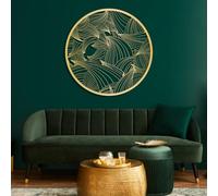 Metal Black Minimalist Line Wave Wall Art, Metal Geometric Boho Wall Art Decor, Wave Artwork Decoration Modern Sculpture for Living Room,Bedroom Hallway Home Decor(Gold 24"L x 24"W)