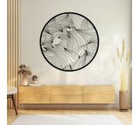 Metal Black Minimalist Line Wave Wall Art, Metal Geometric Boho Wall Art Decor, Wave Artwork Decoration Modern Sculpture for Living Room,Bedroom Hallway Home Decor(Black 35"L x 35"W)