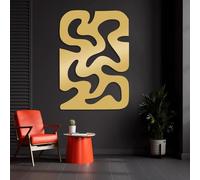 Metal Black Modern Abstract Wall Art, Metal Vertical Curved Geometric Wall Art Decor, Contemporary Artwork Decoration Modern Sculpture for Living Room,Bedroom Hallway and Stairs Decor (Gold