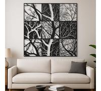 Metal Black Modern Tree Branch Wall Art, Metal Abstract Black White Nature Inspired Art Wall Decor, Tree Branch Artwork Decoration Modern Sculpture for Living Room,Bedroom Hallway and Stai
