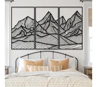 Metal Black Mountain Line Wall Art, Metal Landscape Abstract Rustic Wall Art Decor, Mountain Artwork Decoration Modern Sculpture for Living Room,Bedroom Hallway Home Decor(Black 41"x69" | 10