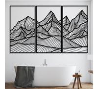 Metal Black Mountain Line Wall Art, Metal Landscape Abstract Rustic Wall Art Decor, Mountain Artwork Decoration Modern Sculpture for Living Room,Bedroom Hallway Home Decor(Black 30"x48" | 76