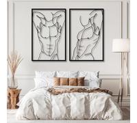Metal Black Naked Men Wall Art, Metal Modern Minimalist Body Shape Art Wall Decor, Naked Men Artwork Decoration Modern Sculpture for Living Room,Bedroom Hallway and Stairs Decor (Black 19" x1