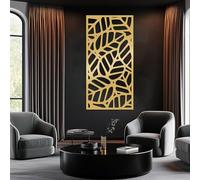 Metal Black Palm Leaf Wall Art, Metal Leaves Tropical Minimalist Wall Art Decor, Leaf Artwork Decoration Modern Sculpture for Living Room,Bedroom Hallway Home Decor(Gold 24L x 12W)