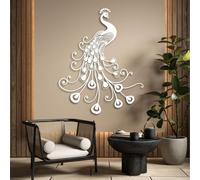 Metal Black Peacock Bird Wall Art, Metal Luxury Avian Wall Art Decor, Entryway Indoor Artwork Decoration for Living Room, Bedroom Hallway and Stairs Nature Home Decor (Black 31" H x 25"