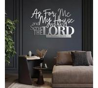 Metal Black Psalm 24 15 Wall Art, Metal Joshua Bible Verse Christian Wall Art Decor, Scripture Artwork Decoration Modern Sculpture for Living Room,Bedroom Hallway and Stairs Home Decor (Sil
