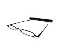 Metal Black Reading Glasses +1.5, Ultra Slim and Lightweight, CE Certified/EN ISO 12870, Comes with Free Matching Oval Aluminium Tube with Clip