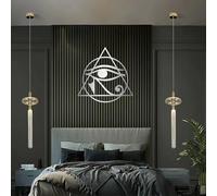 Metal Black Sacred Geometry Horus Eye Wall Art, Metal Evil Eye Symbol Wall Art Decor, Artwork Decoration Modern Sculpture for Living Room,Bedroom Hallway and Stairs Home Decor (Silvery 39" x