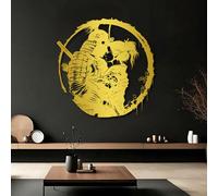 Metal Black Samurai Wall Art, Metal Japanese Culture Wall Art Decor, Indoor Hanging Artwork Decoration for Living Room, Bedroom Hallway and Stairs Nature Home Decor (Black 30"x30"