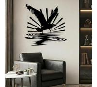 Metal Black Seagull Sunset Wall Art, Metal Coastal Beach Nature Art Wall Decor, Seagull Sunset Artwork Decoration Modern Sculpture for Living Room,Bedroom Hallway and Stairs Decor (Black 47"