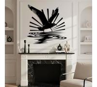 Metal Black Seagull Sunset Wall Art, Metal Coastal Beach Nature Art Wall Decor, Seagull Sunset Artwork Decoration Modern Sculpture for Living Room,Bedroom Hallway and Stairs Decor (Black 30"