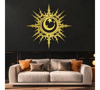 Metal Black Sun Moon Star Wall Art, Metal Celestial Galaxy Wall Art Decor, Outdoor Dining Artwork Decoration for Living Room, Bedroom Hallway and Stairs Nature Home Decor (Black 19" W x 18