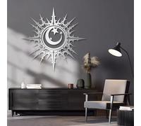 Metal Black Sun Moon Star Wall Art, Metal Celestial Galaxy Wall Art Decor, Outdoor Dining Artwork Decoration for Living Room, Bedroom Hallway and Stairs Nature Home Decor (Black 19"