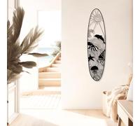 Metal Black Surf Board Coastal Wall Art, Metal Surfboard Sign Wall Art Decor, Surf Board Coastal Beach Artwork Decoration Modern Sculpture for Living Room, Hallway and Stairs Decor (Black 5"