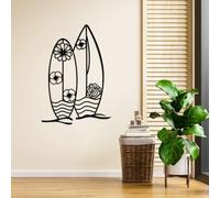 Metal Black Surfboard Wall Decor, Metal Coastal Ocean Art Wall Decor, Surfboard Artwork Decoration Modern Sculpture for Living Room,Bedroom Hallway and Stairs Decor (Black 53" L x