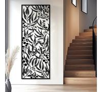 Metal Black Tall Narrow Eucalyptus Wall Art, Metal Vertical Leaf Branch Botanical Wall Art Decor, Scroll Artwork Decoration Modern Sculpture for Living Room,Bedroom Hallway and Stairs Decor