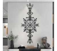Metal Black Viking Wall Art, Metal Nordic Geometric Art Wall Decor, Viking Artwork Decoration Modern Sculpture for Living Room,Bedroom Hallway and Stairs Nature Home Decor (Black 48" x 21"