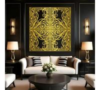 Metal Black Vintage Scroll Wall Art, Metal Wrought Iron Wall Art Decor, Farmhouse Medallion Artwork Decoration for Living Room, Bedroom Hallway and Stairs Nature Home Decor (Black 30"x28"