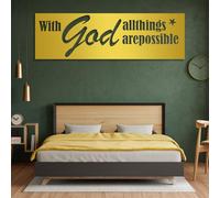 Metal Black With God All Things Are Possible Wall Art, Metal Christian Sign Wall Art Decor, Scripture Artwork Decoration Modern Sculpture for Living Room,Bedroom Hallway and Stairs Decor (Go