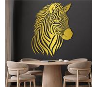 Metal Black Zebra Wall Art, Metal Animal Wall Art Decor, Zebra Artwork Decoration Modern Sculpture for Living Room,Bedroom Hallway Home Decor(Gold 47x35 cm (19x14 in))