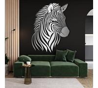 Metal Black Zebra Wall Art, Metal Animal Wall Art Decor, Zebra Artwork Decoration Modern Sculpture for Living Room,Bedroom Hallway Home Decor(Silver 76x57 cm (30x23 in))